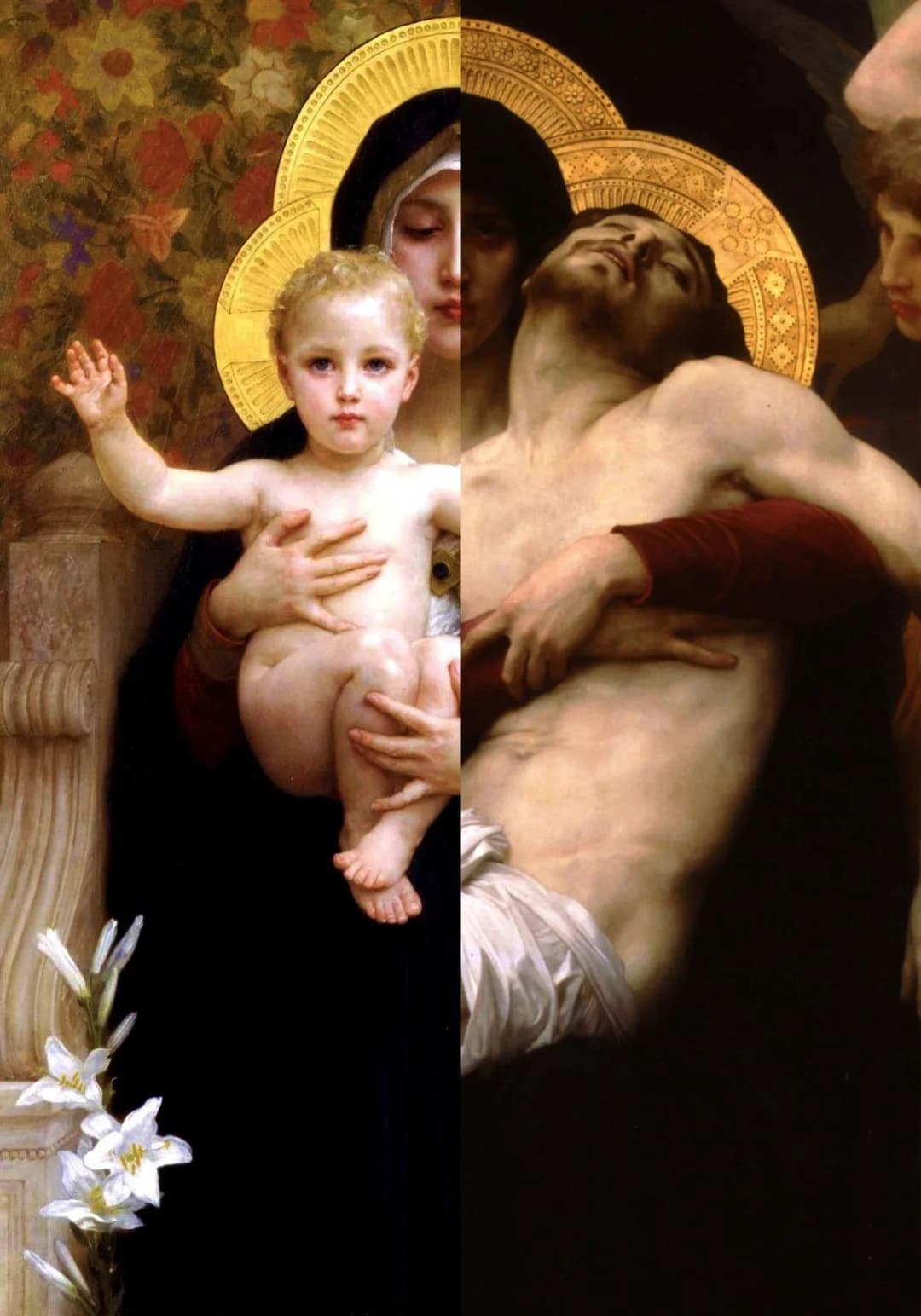 "La Vierge au Lys" (1899) and "Pieta" (1876) by William Bouguereau